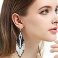 thumbnail image 2 of Boucles d'Oreilles Pendantes Longues Créatives Rétro Perlées avec Franges, 2 of 10