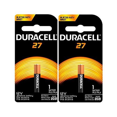 2PC DURACELL A27 12V Alkaline Battery for Watches, Keyless Entries, and