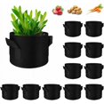 thumbnail image 1 of Bolsas de Plantación No Tejidas, Juego de 12 Bolsas de Cultivo para Papas, Plantas, Tomates, Macetas de Tela para Aireación de Vegetales con Asa, Negro - 2 Galones (12 Piezas), 1 of 5