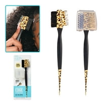 KISS COLORS & CARE 3-in-1 Edge Styler Hair Brush, Boar Bristle, Rat Tail Comb