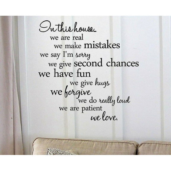 Black 22" x 25" In this house, We are Real... Vinyl Wall Art Home Decor Decal Sticker