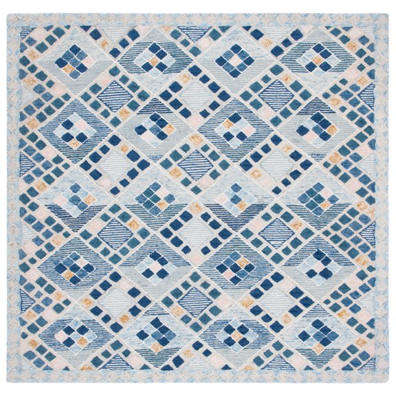 SAFAVIEH Soho Watson Geometric Area Rug, Navy/Blue, 6' x 6' Square