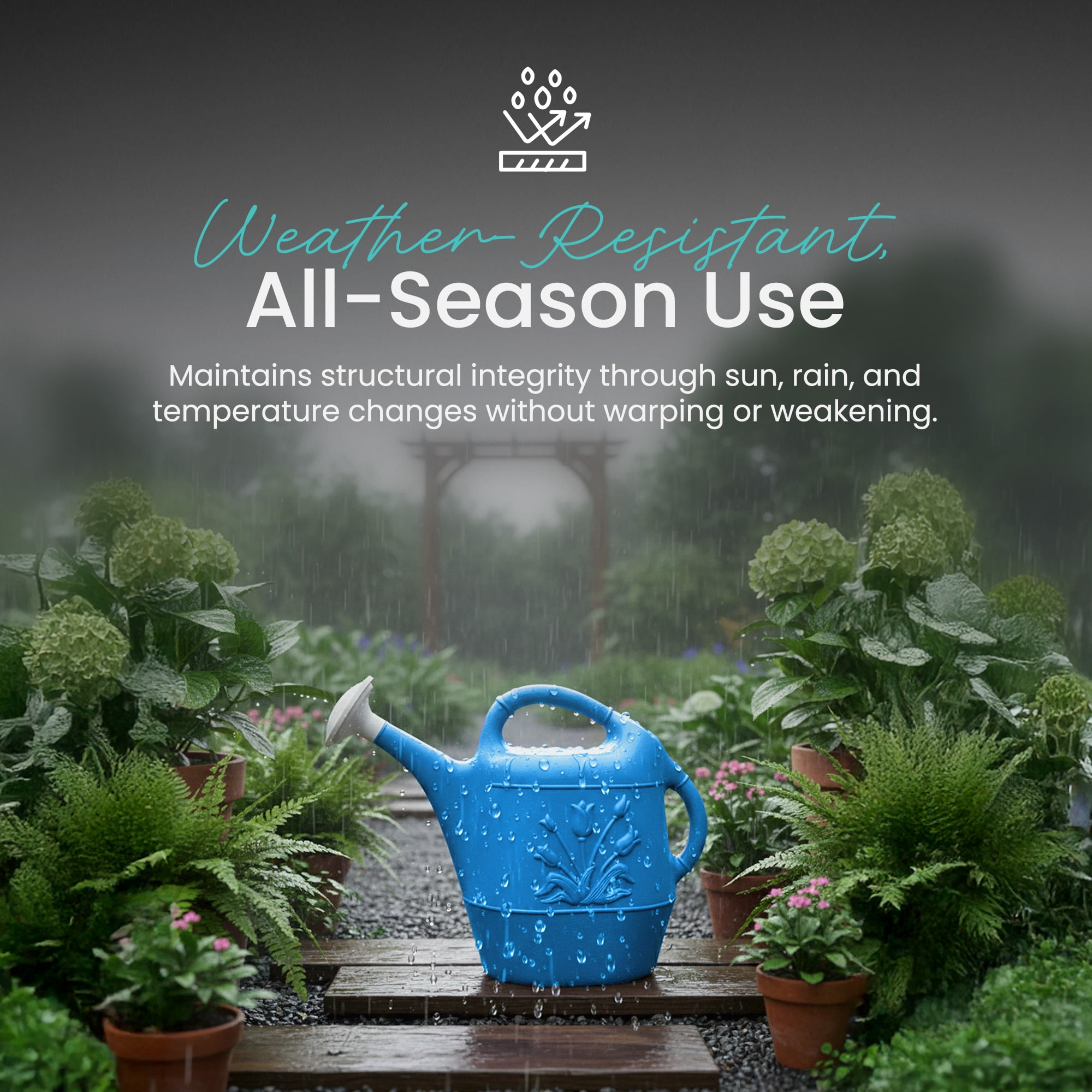 Union Products 63066 2 Gallon Garden Plastic Watering Can, Caribbean Blue