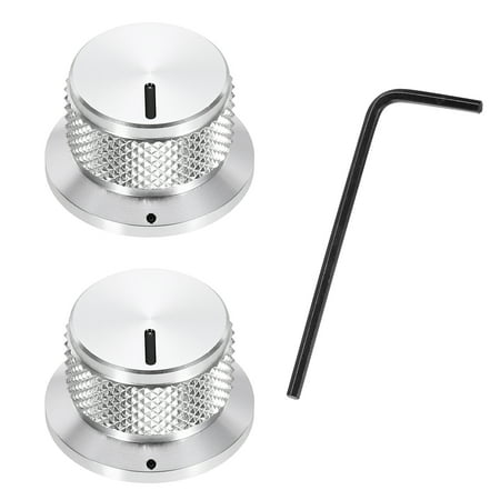Uxcell 2Pcs Aluminium Knurled Potentiometer Knobs 1/4 Volume Tone Control Top Hat Knob for Guitar Instruments Audio Mixer Amplifier Gold
