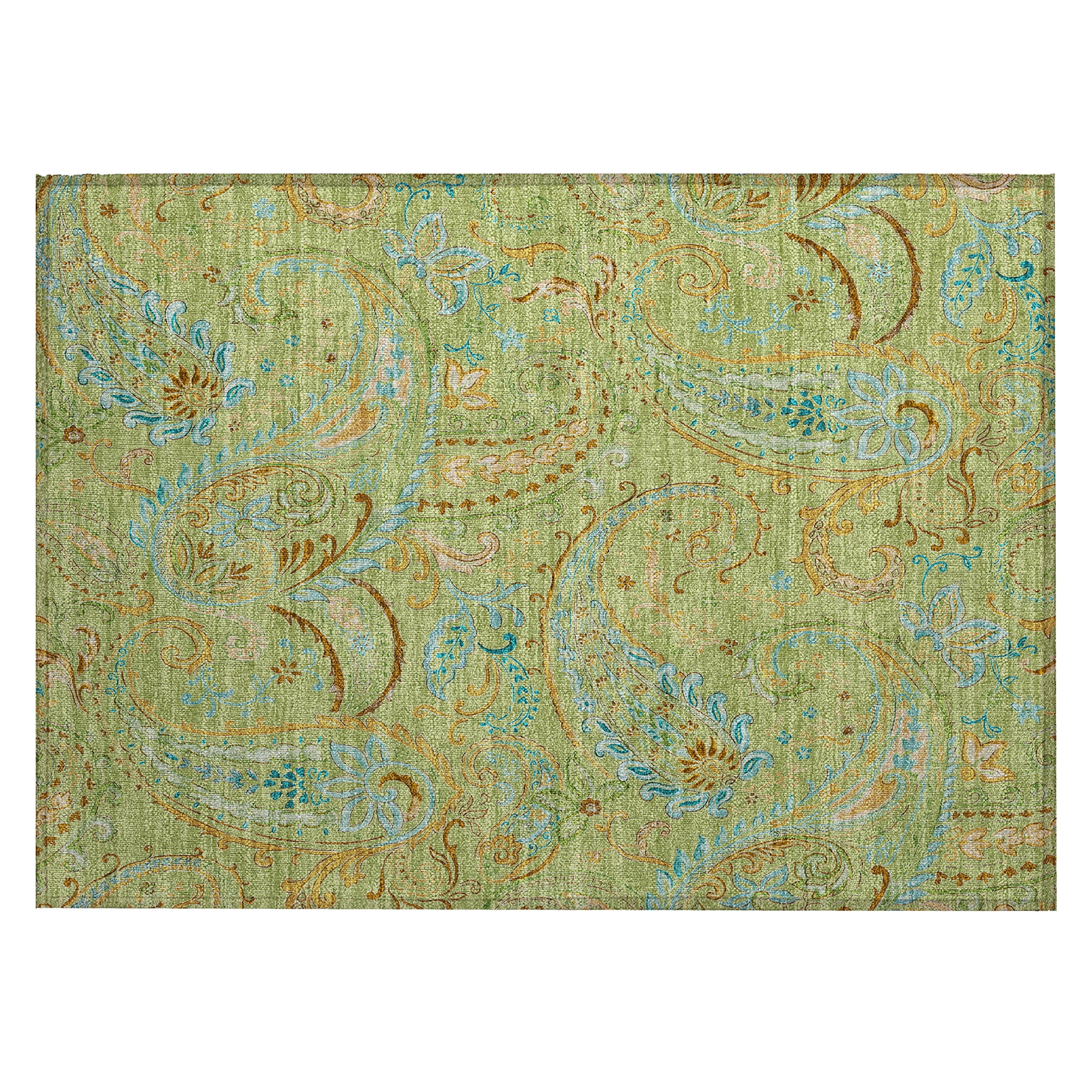 Addison Rugs Chantille Indoor/Outdoor Transitional Paisley Aloe Washable Rectangle Rug, 1'8" x 2'6"
