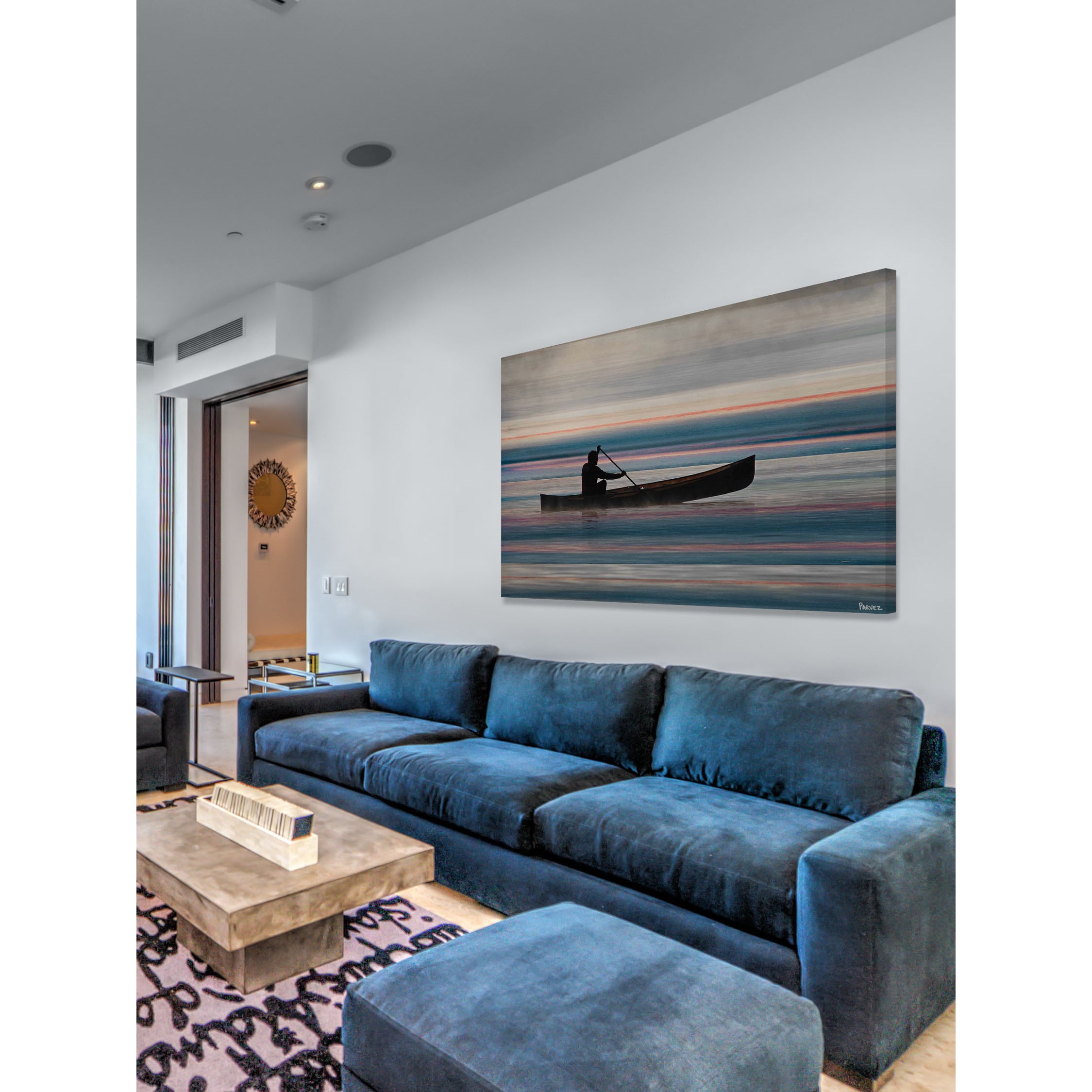 "Canoe on Lake" Painting Print on Wrapped Canvas
