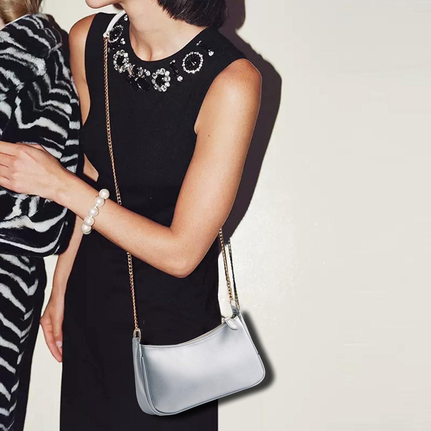 Clutch Tote Handbags with 2 Removable Straps and Zipper Closure Crossbody Bags Shoulder Purse Handbag for Women
