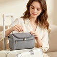 thumbnail image 4 of Cevemin Travel Toiletry Bag - Three-Zipper Waterproof Oxford Cloth Cosmetic Organizer with Portable Hook for Men and Women, Ideal Size 9.45x5.91x1.18in for Bathroom and Travel, 4 of 6