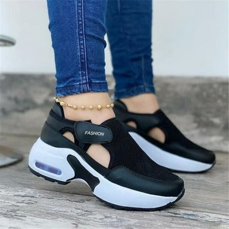 

2022 New Women Sneakers Hollow Out Solid Color Platform Thick Bottom Ladies Flats Breathable Vulcanized Shoes Casual Shoes