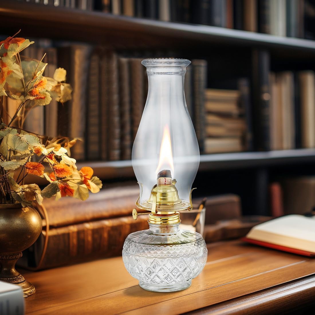 ABPETE Oil Lamp Chimney Replacement,3 Inch x 8 Inch Kerosene Lamp Globe,Clear Glass Oil Lamp Globe, Crimped Top Hurricane Lamp Shade Cover,Glass Chimney for Oil Lamps(1 Pack)