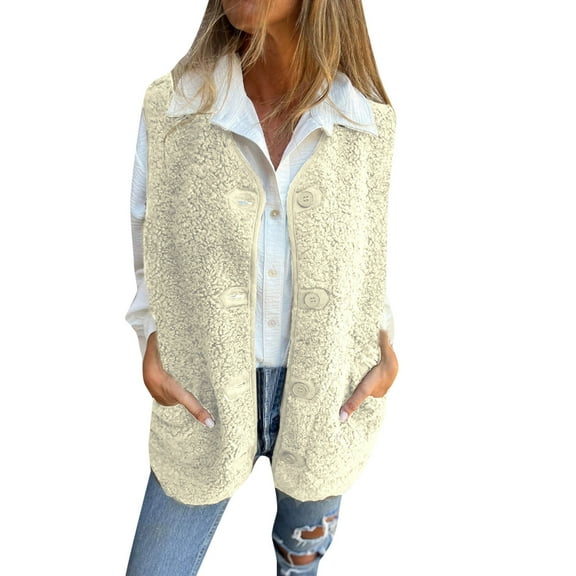 Women's Lambswool Vest Jacket Soft Stylish Button Front Outerwear Cozy Warm Layering Piece For Fall Winter Seasons