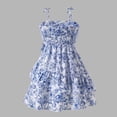 thumbnail image 5 of Staki Little Girls Flutter Sleeve Dress Girls Summer Ruffle Dress Flutter Sleeve Casual Ribbed Dresses Elastic Waist 7-12Y(Blue,11-12 Years), 5 of 6