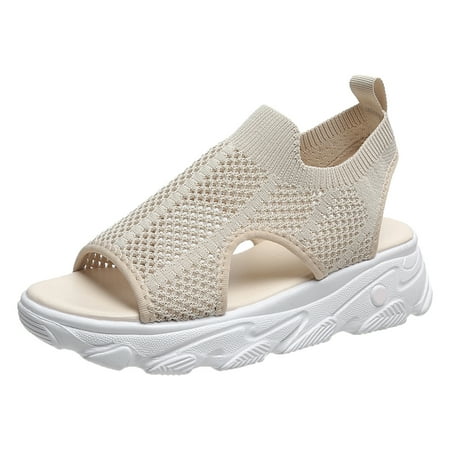 

Womens Sandals Mesh Breathable Comfy Thick Sole Flat Bottom Non Slip Large Size Shoes