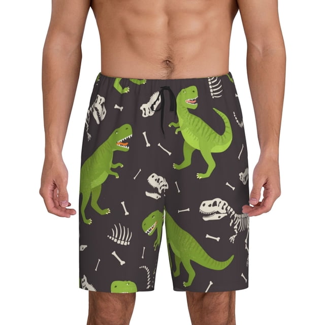 Fotbe Dinosaur Skeleton Pantalones Cortos de Pijama para Hombre, Ropa de Dormir, Pantalones de Pijama Cortos para Hombre-XX-Large