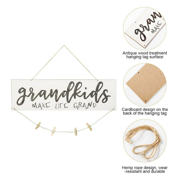 Niceauty Grandkids Make Life Better Note Clips Wall Board White Wood 1Set