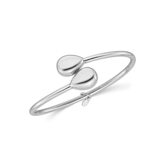Gem & Harmony Sterling Silver Polished Teardrop Flexible Bypass Bangle Bracelet for Women