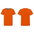 thumbnail image 5 of Lejafay Kids Boys Solid Color Short Sleeve Crewneck T-shirt Summer Casual Outdoor Sport Wear Tee Tops Orange 110, 5 of 6