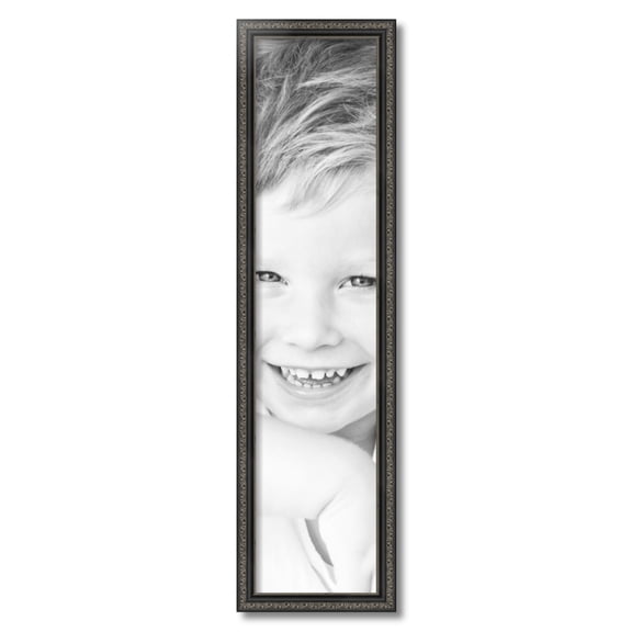 ArtToFrames 8" x 35" Antique Black Picture Frame, 8x35 inch Black Wood Poster Frame (WOM-5106)