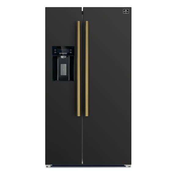 Forno Espresso Salerno 36-inch Side-by-Side Black Refrigerator 20 cu.ft