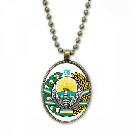 uzbekistan asia national emblem necklace vintage chain bead pendant jewelry collection
