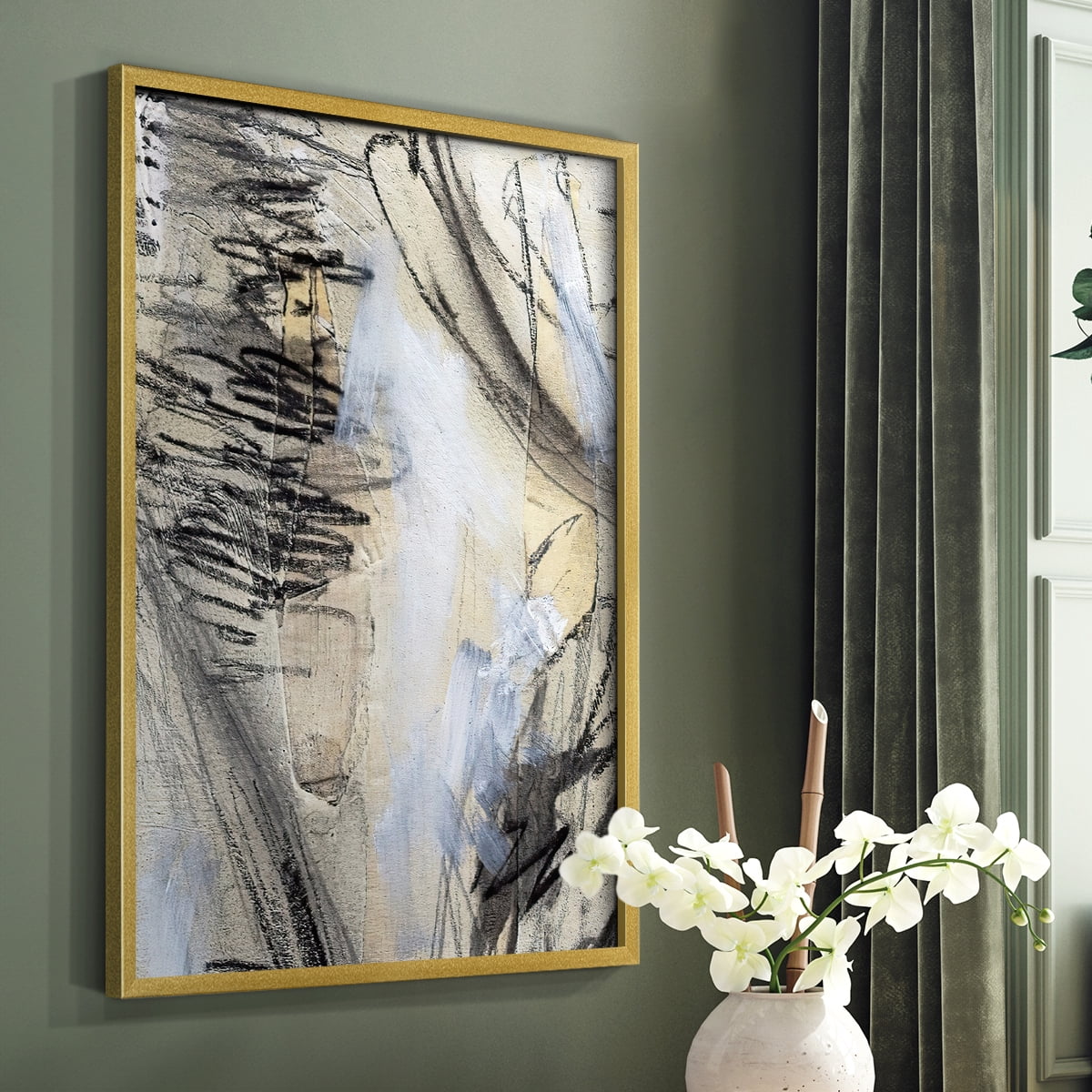 Masked Notes VI Framed Print in Gold Solid Wood Framed Print No Nail Hanging
