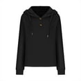 thumbnail image 4 of AXXD Hoodies for Women,Solid Color Knitted Pullover Button Top Hoodie, 4 of 7