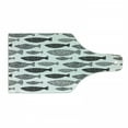 thumbnail image 1 of Fish Cutting Board, Minimalist Fish with Pared down Dots and Stripped Lines Sea Animal Image, Decorative Tempered Glass Cutting and Serving Board, Wine Bottle Shape, Black White, by Ambesonne, 1 of 1
