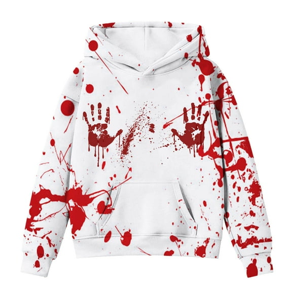 Gyexs Boys Girls Hoodie with Pockets Comfortable Long Sleeve Sweatshirt Funny and Cute Heart Prints for Kids (White, 13-14 Years)
