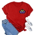 thumbnail image 2 of Outfmvch T-Shirts Mardi Gras pour Femmes, T-Shirts Graphiques, T-Shirts de Carnaval, Vêtements Mardi Gras, T-Shirt à Manches Courtes Col Rond Imprimé Lettre pour Femmes Rouge 1 3TG, 2 of 4