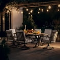 thumbnail image 3 of ALAULM 7PCS Patio Dining Set,Outdoor Metal Patio Furniture Set w/6 Swivel Rocking Chairs & Large Metal Table w/Umbrella Cutout for Garden,Backyard,Sand, 3 of 8
