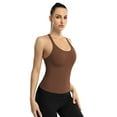 thumbnail image 2 of Sociala Women's Round Neck Ribbed Tank Tops Racerback Stretch Camis With Shelf Bra, 2 of 5