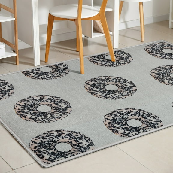 Well Woven Multi Donuts with Sprinkles 3'3" x 5' Black and White Area Rug
