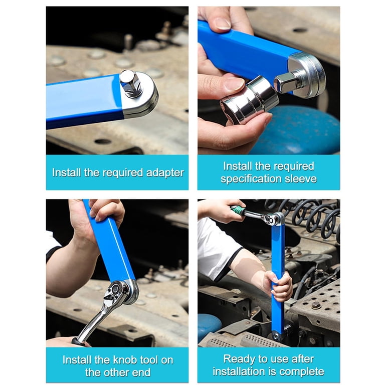 15-Inch Heavy Duty Offset Extension Wrench With 1/2, 1/4 & 3/8 Square Drive Adapters – High Carbon Steel Ratchet Spanner For Tight Spaces