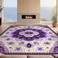 thumbnail image 2 of Design&I 8'x10' Ultra Soft Area Rug, Dorm Purple Boho Vintage Petal Symmetry Pastel Flower Lilac None Fluffy Washable Non Shedding for Bedroom Living Room Under Sectional, 2 of 7