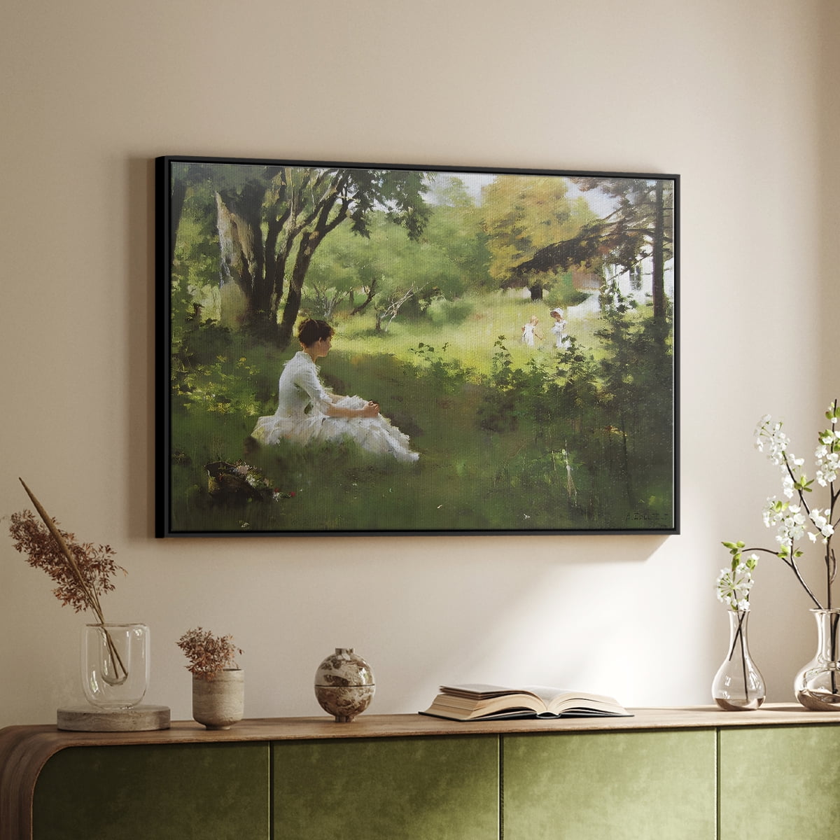 Vintage Landscape-CCXLV By Wexford Home Framed in Black Wood Gallery Wrapped Canvas 17 in. x 25 in.