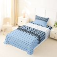 thumbnail image 3 of Castle Fairy Minimalism Stripe Layout Twin Sheets 3pcs,Retro Lace Accent Bedding,Sky Blue Black,1 Flat Sheet, 1 Fitted Sheet and 1 Pillowcase, 3 of 7