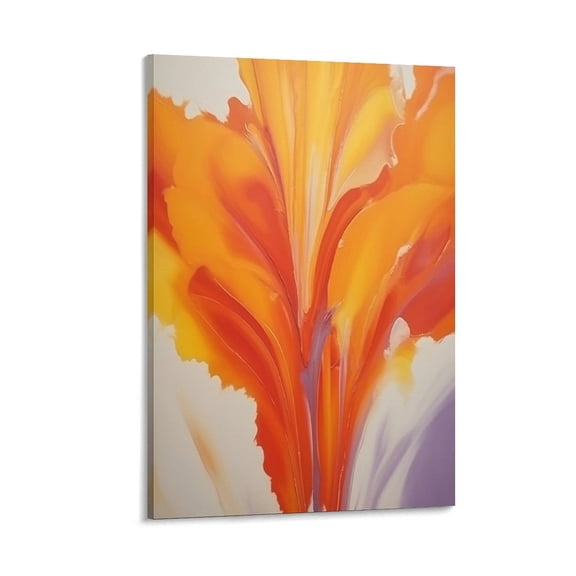 RKSupls Vibrant Orange Lily Abstract Art Canvas Wall Art Framed Painting, Modern Home Decor Print for Living Room Bedroom Office Wall Decoration