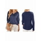 thumbnail image 3 of Blusas para Mujer, de Punto Gofre, de Larga, con Cuello en V y Muescas, Informales, Modernas, de Color Liso, Holgadas. Azul Oscuro XXL, 3 of 6
