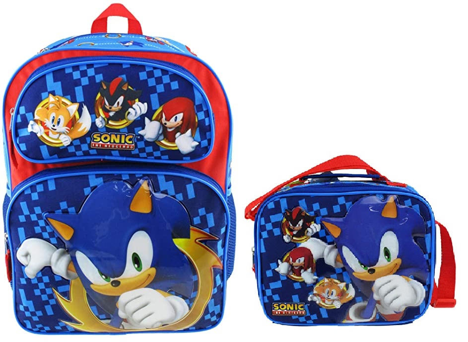 Sonic Large 16" Full Size Backpack Plus Matching Lunch Bag