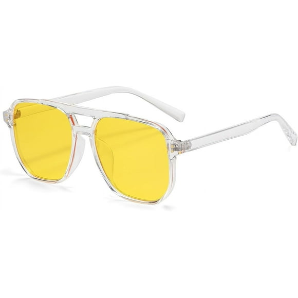SHIQI-Retro Square Aviator Sunglasses for Women Men Trendy 70s Square Sun Glasses Vintage Shades