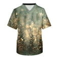 thumbnail image 5 of WTOBBY Men's Short Sleeve V-Neck Working Top with Christmas Print and Chest Pocket, Practical Design for Carers and Daily Use,Army Green L, 5 of 5