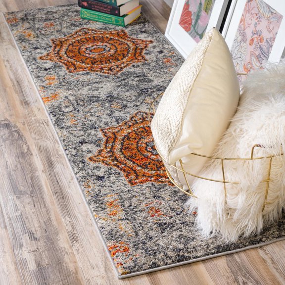 Unique Loom Vita Collection Area Rug - Klimt (2' x 6' 9" Runner Gray/Black)