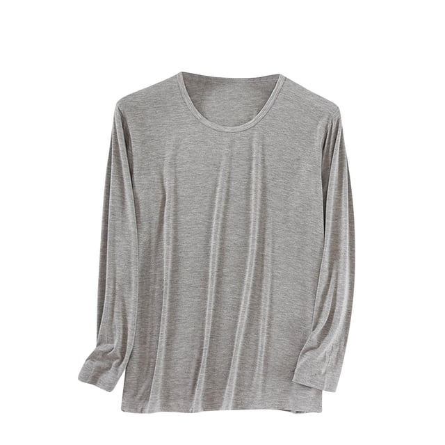 Mlkoz Pyjama pour Hommes Doux Pyjama pour Hommes Col Rond Manches Longues Haut de Nuit Léger Uni Confortable Pyjama