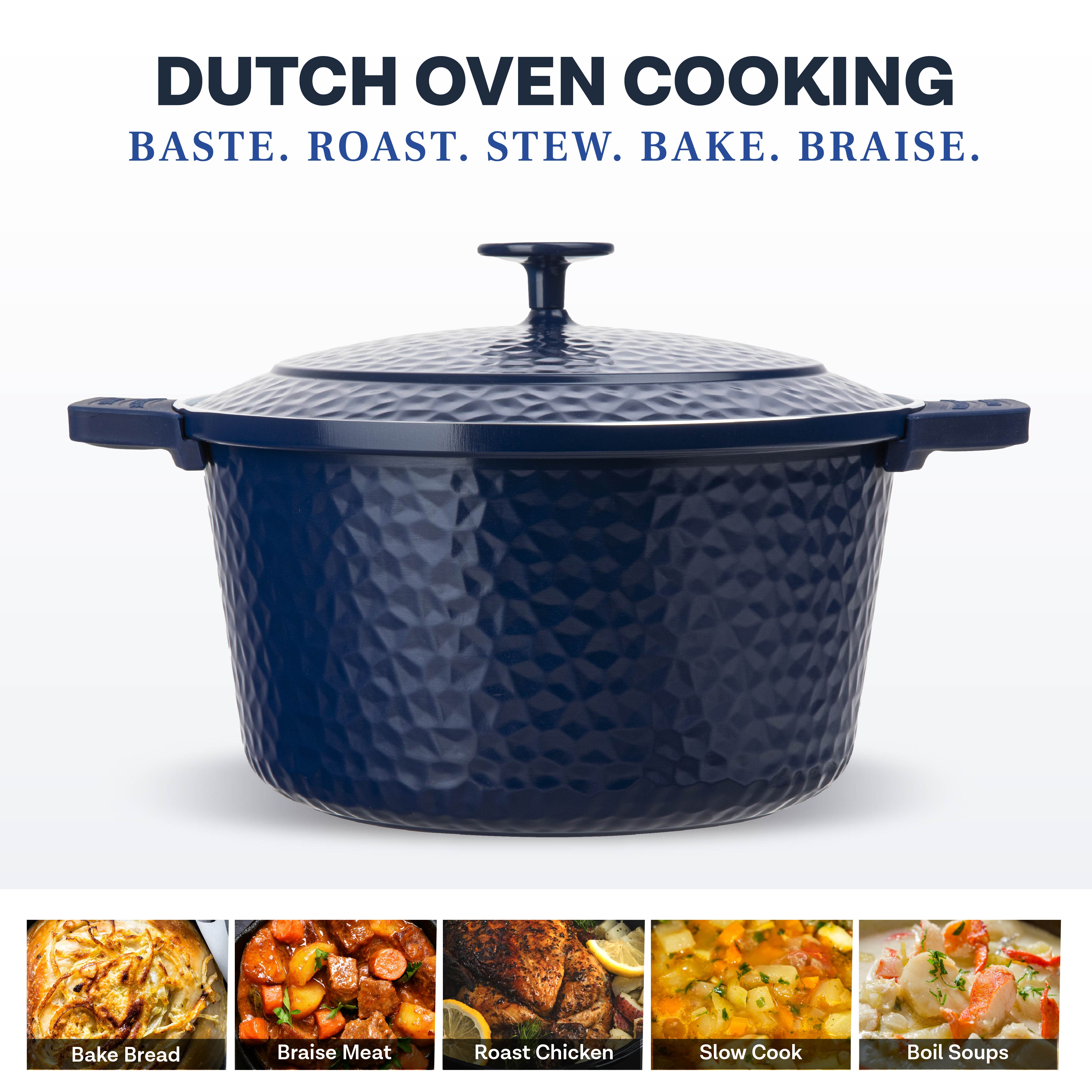 Gotham Steel Ceramic Hammered 5-Qt Dutch Oven with Lid, Navy photo 7