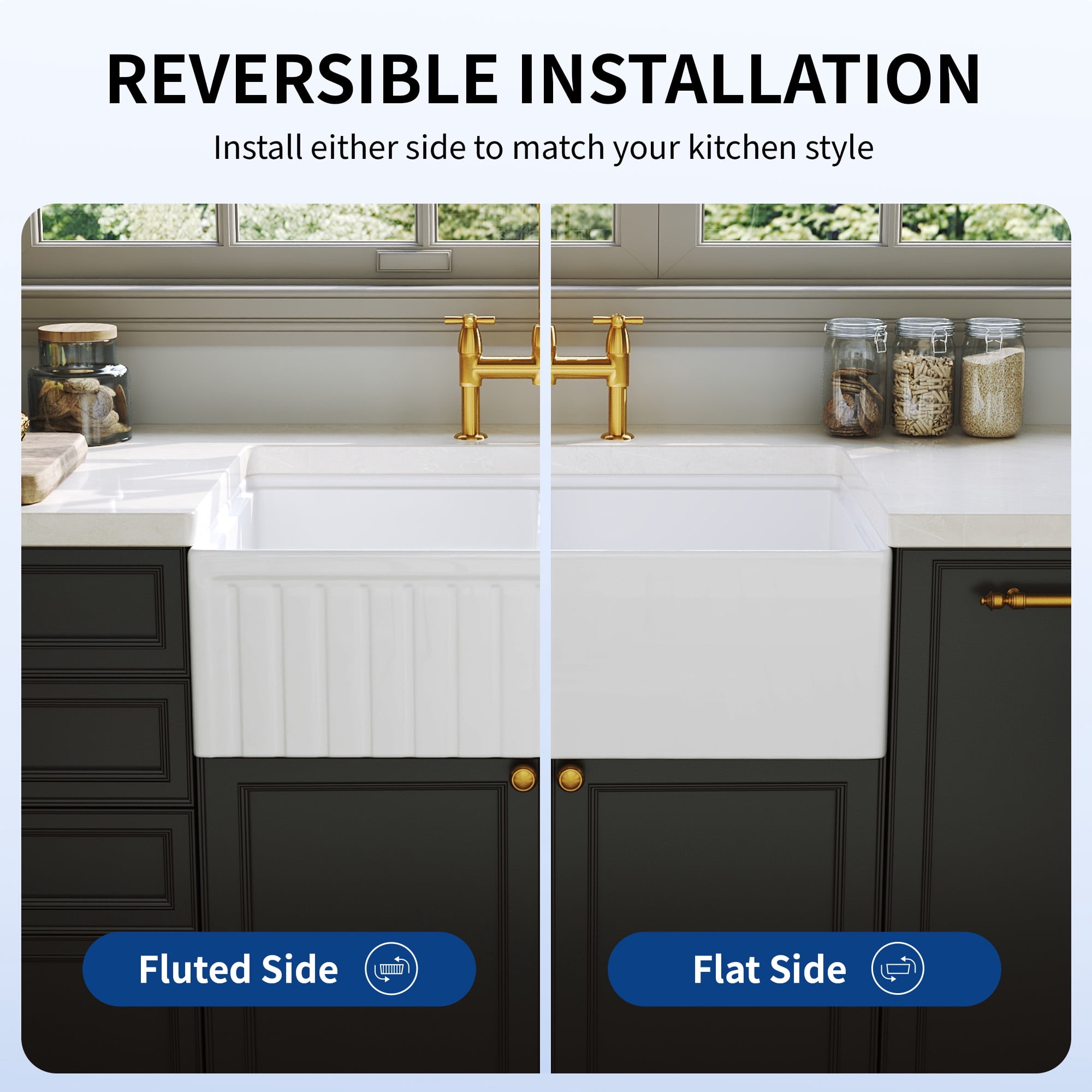DeerValley 33 Inch Farmhouse Kitchen Sink, 50/50 Double Bowl White Fireclay Workstation Sink with Accessories, Apron Front Large Kitchen Sink for Homeowners, Families & Modern Kitchen Remodel