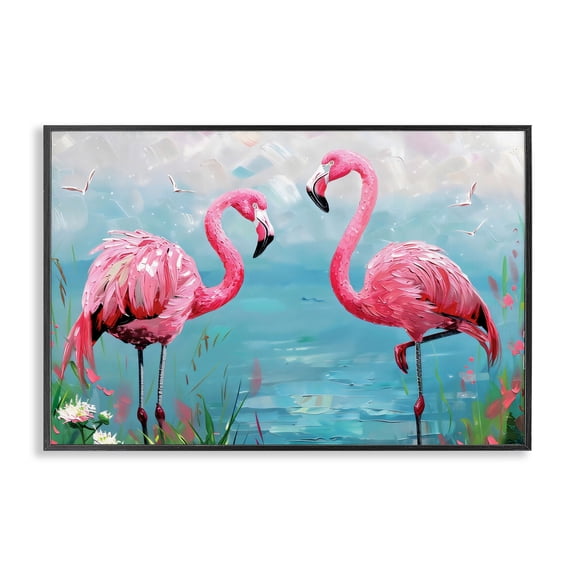 Stupell Industries Tropical Flamingo Lagoon Duo Black Framed Giclee Art, 18 x 12, by LSR Design Studio