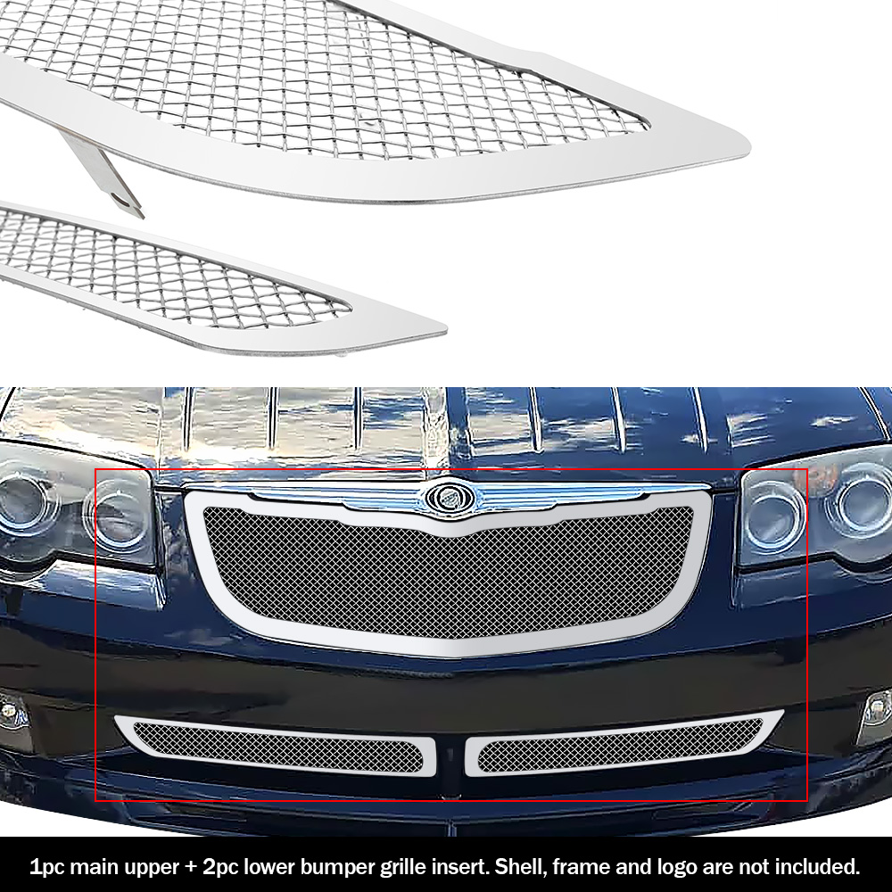 APS Premium Stainless Steel Chrome Mesh Grille Combo Compatible with