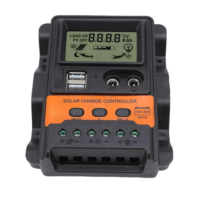 Regulador del Panel Solar de 12V 24V, Control de Carga Solar Dual USB Puerto 30A Para Sistemas Fotovoltaicos