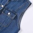 thumbnail image 3 of Frostluinai Women's Button Down Denim Vest Sleeveless Tank Tops Crew Neck Slim Fit Jean Jacket Waistcoat with Pockets S-5XL, 3 of 5