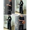 thumbnail image 4 of DAKIMOE Womens Pajamas Sets Short Sleeve Knit Pullover Tops with Wide Leg Pants 2 Piece Soft Lounge Sets for Women Sleepwear Loungewear Pjs Travel Comfy Trendy Clothes S to XL, Black, M, 4 of 8